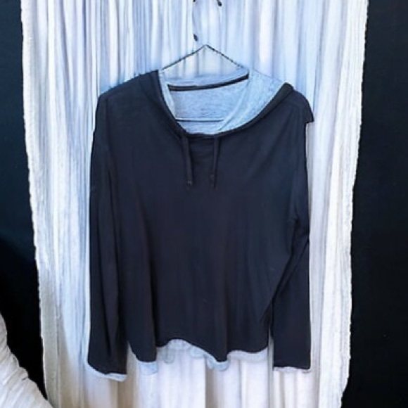 VINCE men lightweight navy and grey trim hoodie size small - Picture 1 of 8